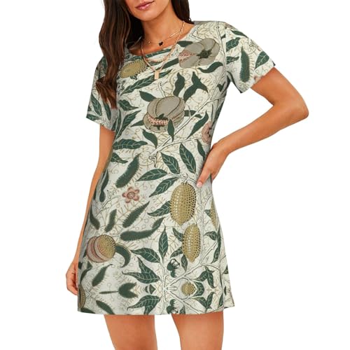 Chemise de nuit douce manches courtes femme pyjama imprimé fruits plantes