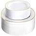 M MCIRCO 140 Piece Plastic Party Plates White Gold Rim, Premium Disposable Heavy Duty Plates for Wedding, Include 70PCS 10.25 Inch Dinner Plates and 70PCS 7.5 Inch Dessert Appetizer Plates