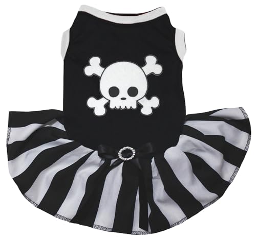 Robe blanche pour chien taille L vêtement bicolore noir et rayures