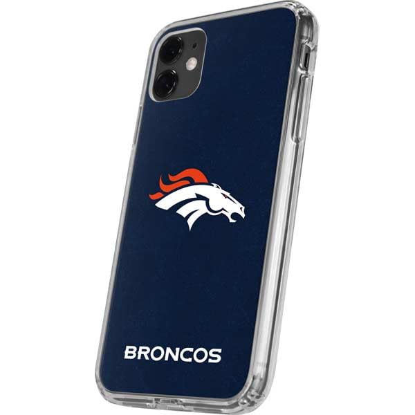 Skinit Clear Phone Case Compatible with iPhone 11 - Officially Licensed NFL Denver Broncos - Distressed Design