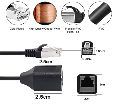 Image of Ethernet Extension Cable, Cat 6 Ethernet Lan Network Cable Support Cat6 / Cat5e / Cat5 Standards, RJ45 Extension Cable Male to Female (30CM)(Black)