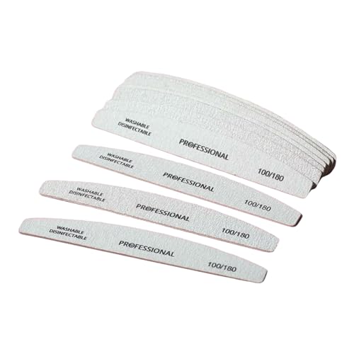 Professional Nail Files | 10pc Nail File | Emery Boards for Nails (100/180 Grit) | Home or Salon Use | Nail File Set of 10 | Nail Files for Acrylic and Gel Nails | Nail Files for Natural Nails