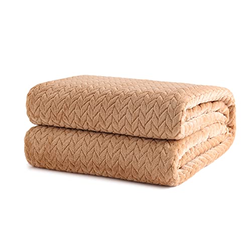 Dalina Textil - Mantas Para Sofás De Franela 130x160cm Con Diseño De Hojas De Sauce - Manta Pequeña Extra Suave Y Cómodo - Camello Dalina Textil - Mantas Para Sofás De Franela 130x160cm Con Diseño De Hojas De Sauce - Manta Pequeña Extra Suave Y Cómodo - Camello