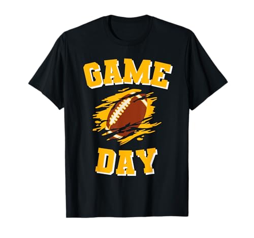 Game Day Kick Off Football Black and Yellow Team Fan T-Shirt