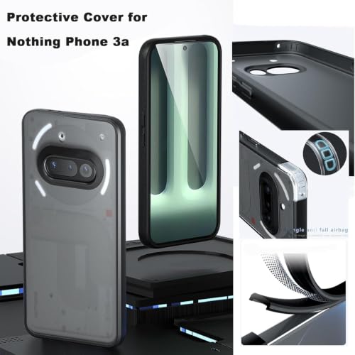 Image of Protective Case for Nothing Phone 3a, Frosted Transparent Anti-Drop Airbags, 2.4m Drop Impact, Shock Absorption, Camera Protection, Hard Back Cover, Back