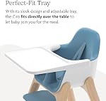 UPPAbaby Ciro High Chair/Sleek, Easy-to-Clean Design/Perfect-Fit Tray to Bring Baby to Table/Patent-Pending Harness/Dual-Position, 180-Degree Rotating Footrest/Caleb (Steel Blue/Rubberwood)