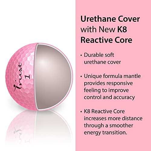 Trust Rosa,Urethane Covered, 3 Piece Golf Ball, Soft & Elasticity Feel, Green Side Control With Distance, Lady Pink Golf Ball #TOP3