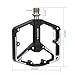 Meteorolite Black/Dazzle Mountain Bike Pedals, 3 Sealed Bearings Aluminum Alloy MTB Pedals with 20 Anti-Skid Pins CNC Bicycle Flat Pedals, 9/16