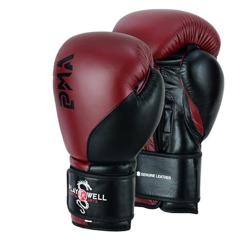 Guantes de boxeo de dos tonos negro y granate Elite Series Leather Pro Sparring
