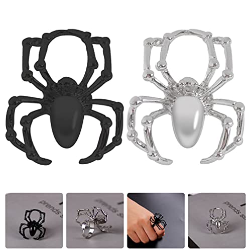 Lurrose 2 peças de anel gótico de articulação de aranha vintage punk anéis de aranha caveira dedo es