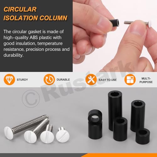 Rustark Wall Plate Screws Electrical Outlet Screws Spacers Assortment Kit (Schlitz- Geräteschrauben, M3.2x10mm 15mm 20mm 25mm)
