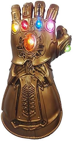 JiangKai Boys Men Toy Thanos Infinity Gauntlet PVC Gloves with 6 LED Glittering gem Cosplay Props