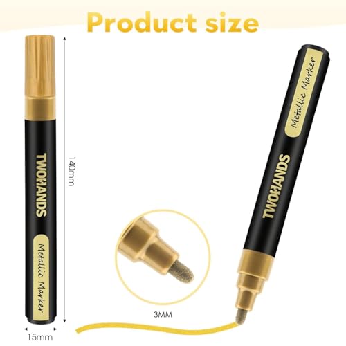 Image of Metallic Marker Pen Set of 6 | Shake And Use Paint Pens | Water-Based Quick Dry Non-Toxic Ink for Art, Craft, Card Making, Journaling, Rock Painting & Drawing (6 Gold- 6 Pic)