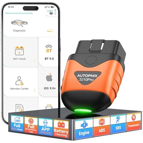 AUTOPHIX Bluetooth Car Code Reader, 3210 Plus OBD2 Scanner SRS Transmission ABS Check Engine Diagnostic Tool Wireless Auto Scan Tool with Performance Test Live Data Clear Error Code for All Cars Cover