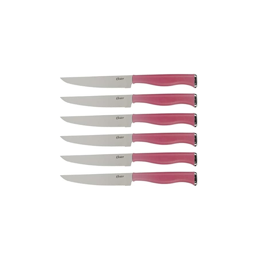 Oster Langmore 15 Piece Stainless Steel Cutlery Knife Block Set W/Black Box – Purple