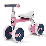 Phooray Baby Walker Balance Bike with 4 Wheels Indoors and Outdoors Bicycle Kids Riding Toys for 10-36 Months Baby`s First Toddler Bikes (Pink)