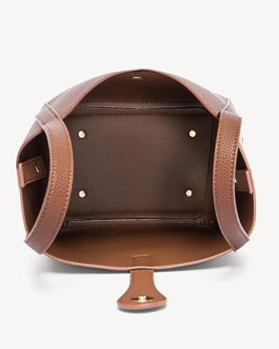 Image of NEWBELLA Women's Bucket Bag - Square Top Handle Satchel with Crossbody Strap, Shoulder Bag for Work & Daily Commute