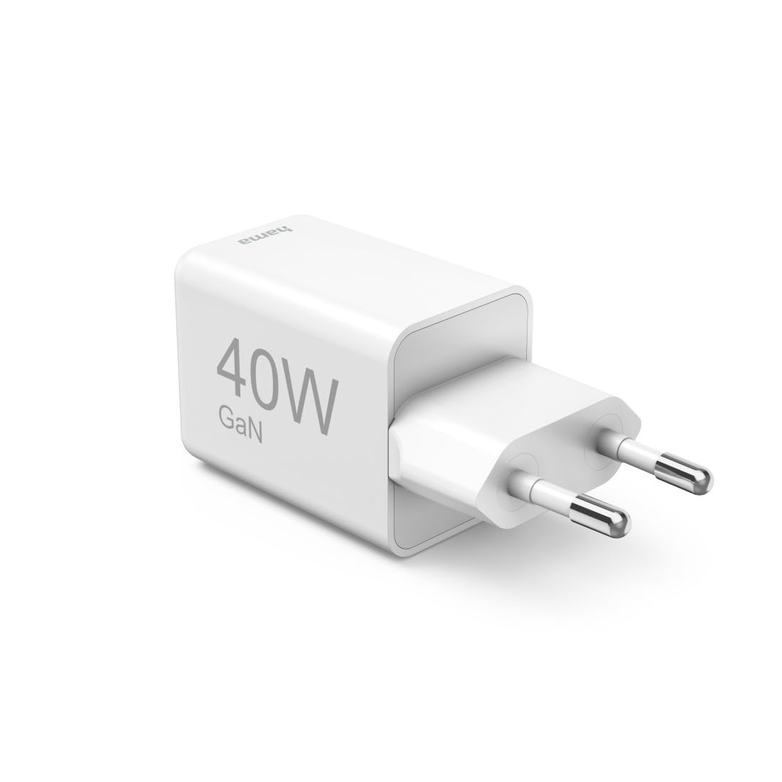 Hama Schnellladegerät, 40W (Ladegerät mit 2X USB C, unterstützt Power Delivery und Qualcomm Quick Charge, Zwei Geräte gleichzeitig Laden, superklein und kompakt, GaN Charger, akkuschonend) weiß