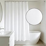 YISURE Tissu de rideau de douche courte à la gaufre blanche 70x65 pour salle de bain , Polyester Longueur plus courte Rideau de douche Lavable avec des grommets en métal, Largeur 70 x Hauteur 65inch