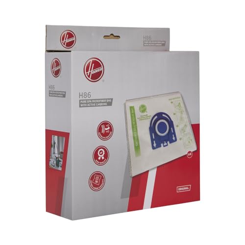 Hoover H86 Vacuum Cleaner Bags, Original, Microfiber, Pure EPA, Active Carbons, Anti-Odor, Extra Filtering, Compatible With Hoover H-ENERGY 700, 4 Pieces