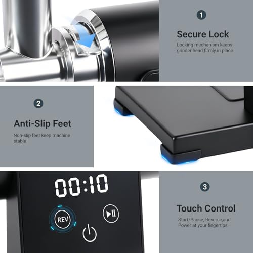 Image of Electric Meat Grinder with Touch Screen, 3200W MAX