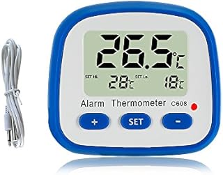 Digital Fridge Freezer Thermometer-with-Magnet and Stander Easy Readout Refrigerator Thermometer with LED Indicator Hi Lo Temperature Alarm Room Thermometer with Larger LCD Display for Kitchen(1P)