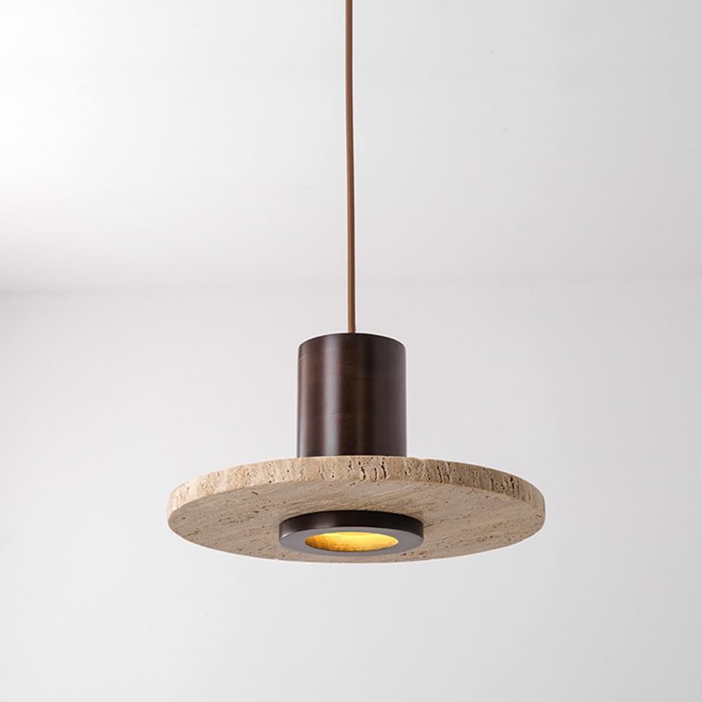 Petite Lustre en Travertin pour Éclairer un Espace Convivial