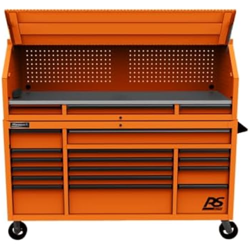 Homak 72" RS Pro Combo Rolling Hutch and top Chest (Hutch, Orange)