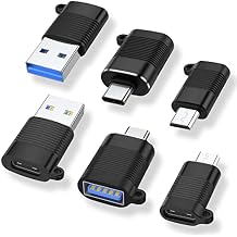 AreMe USB C Adapter 6 Pack, Micro USB Male to USB C Female Adapter, USB 3.0 to Type C Converter Connector Black