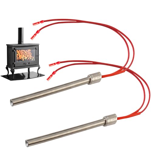 Beatific 2 bujías de 220 V 350 W, 150 x 10 mm, para estufa de pellets, acero inoxidable, varilla de encendido para chimenea, estufa de madera, estufa, calentador de pellets, tubo de calefacción