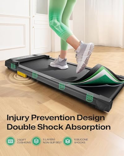 Image of UREVO Smart Walking Pad, Standing Desk Treadmill with Double Shock Absorption, Quiet Operation, Workout APP with Track Insights and MIIT Mode, Plug and Play, Remote or APP Control for Home Office