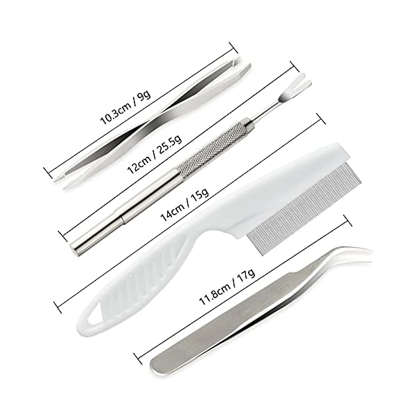 FEPITO 5 Pcs Stainless Steel Tick Remover Tool Set Pet Dogs Cats Ticks Remover Kit Including 1 PCS Tick Removal Tweezers 1 PCS Sharp Rake 1 PCS Two Clips and 1PCS Lice Comb FEPITO 5 Pcs Stainless Steel Tick Remover Tool Set Pet Dogs Cats Ticks Remover Kit Including 1 PCS Tick Removal Tweezers 1 PCS Sharp Rake 1 PCS Two Clips and 1PCS Lice Comb