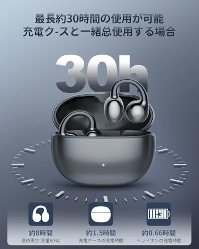 2025新潮流 イヤーカフ イヤホン Hi-Fi音質 音漏れ防止 Bluetooth5.4 オープンイヤーヘッドホン 軽量約5g IPX5防水 耳挟み式 骨伝導の革新 人間工学設計 快適装着感 iOS/Android対応 で長時間使用可能 通勤/学校/スポーツ/ゲーム/仕事