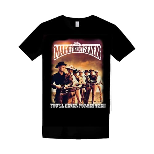 Image of Wild Star Hearts WSH - The Magnificent Seven - Classic Western Clint Eastwood American Western Fan T-Shirt Black
