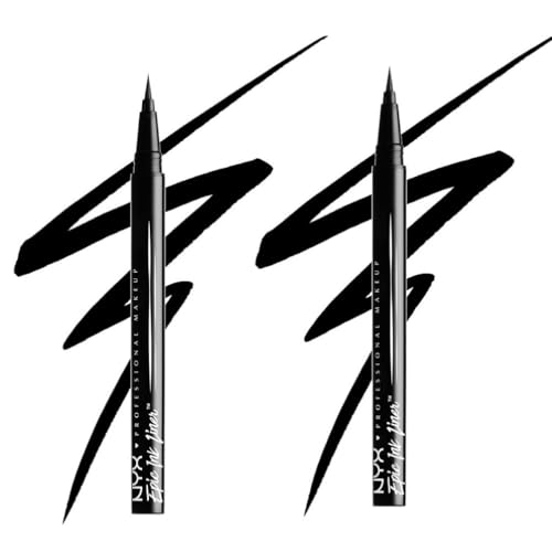 NYX Professional Makeup, pennellino pigmentato e waterproof, Confezione da due, Nero