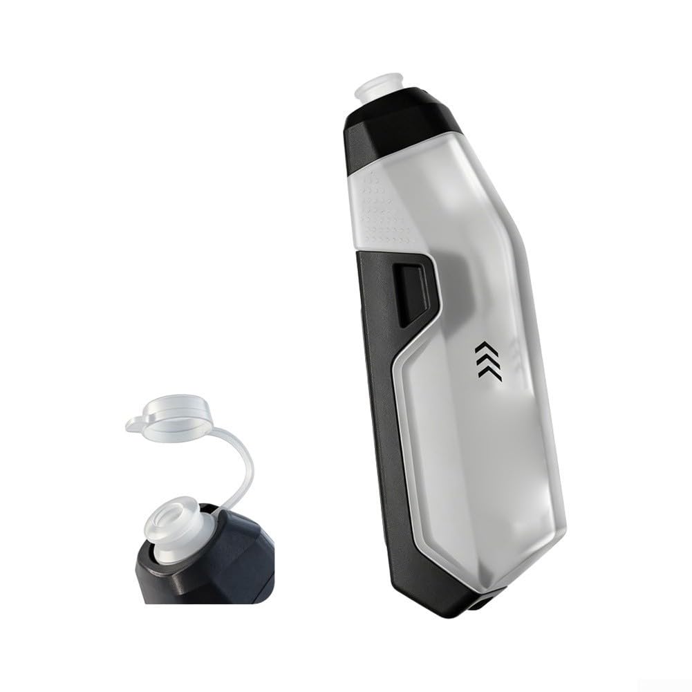 Dolvitrny Cycling Water Bottle Cage Set With 610ml Aerodynamic Squeeze-to-Drink Bottle For Road Bike MTB Bicycle(Transparent White)
