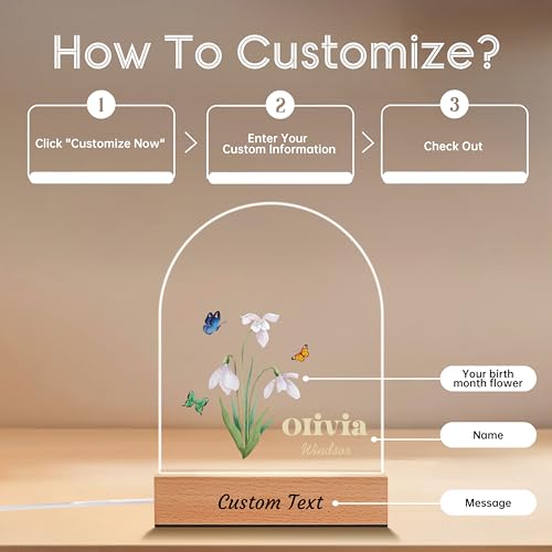Lámpara nocturna personalizada para bebé con placa acrílica miniatura 4