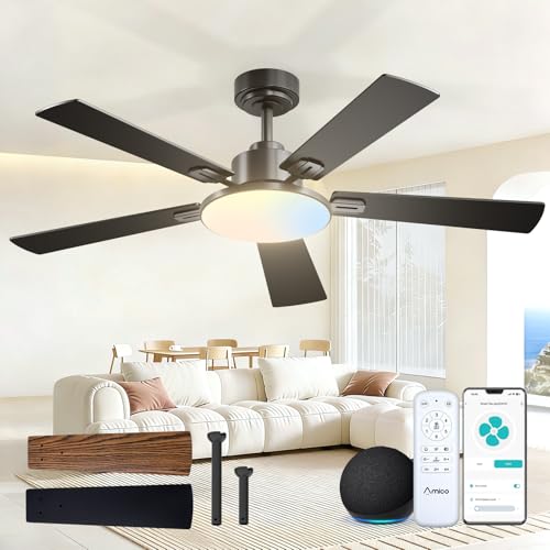 Amico Ceiling Fans with Lights, 52 inch Smart Ceiling Fan