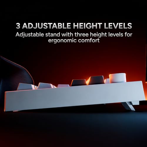 Image of KARNAGE by EVM Visage 95 RGB Backlit Wireless Gaming Keyboard [95 Keys] Triple Mode BT 5.0, 2.4GHz & USB-C | Semi- Mechanical | Volume Knob & Display | 2000mAh | Win & Mac | 2 Yr Warranty | White Blue