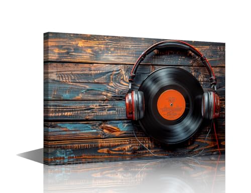 Toile disques vinyles rétro pour déco salon ou studio de musique