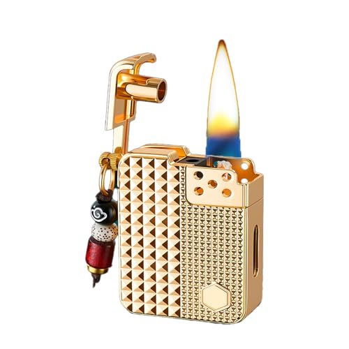 YHBNJIGW Encendedor de Queroseno Cuadrado de Metal Activado por Voz, múltiples métodos de Encendido Inteligentes, a Prueba de Viento con Tanque de Combustible Visible, Regalo(Metallic)