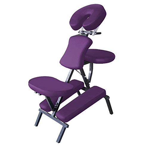 Mari Lifestyle Silla de Masaje Portátil Ligera en Acero | Uso en Terapia de Masaje, Spa y Quiropráctica | Salón de Belleza, Estética, Tatuaje, Hogar y Oficina | Con Estuche de Transporte - Púrpura