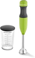KitchenAid KHB1231GA 2-Speed Immersion Hand Blender, 8" Removable Arm, 3-Cup Jar, Green Apple - Smoothies, Soups & Baby Food