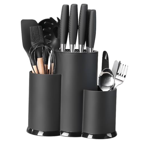 3 en 1 Bloc Couteaux Cuisine, Porte Couteau avec Fentes, Détachab...