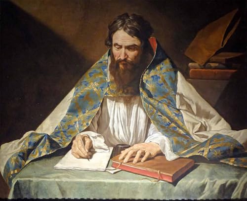 Affiche Toile Portrait de saint Ambroise Matthias Stomer Décoration de Bureau 60x90cm