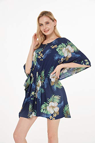 Image of Matchable Family Hawaiian Luau Men Women Girl Boy Clothes in Pineapple Garden Navy