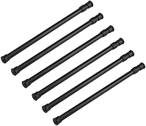 Juego de 6 barras tensoras extensibles, barra telescópica para cortina de ducha, tensión de muelle ajustable mediante giro, como barra de ducha, color negro, 30-50 cm Cover