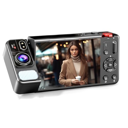 YGBWAOV Caméra Numérique 4K 64MP Zoom Numérique 18X Écran de 2,8 Pouces Objectif Rotatif à 270 Degrés Stabilisation d'image Caméscope de Voyage Noir