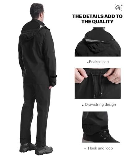 iCreek Rain Suit Waterproof Jacket with Pants 2 Pieces Breathable Lightweight Packable Raincoat with Hooded Rain Gear Unisex - Image 6