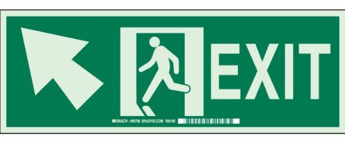 Panneau de sortie exit phosphorescent Brady 90788 en plastique 12,7x35,6 cm